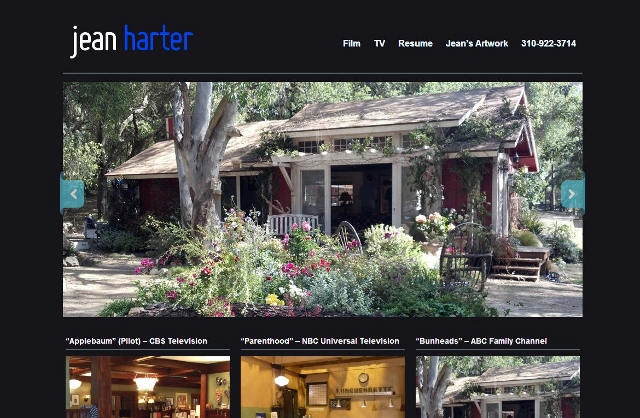 custom wordpress design for Jean Harter set designer and architect by Nick Sharpe of NicksWebDesignLA