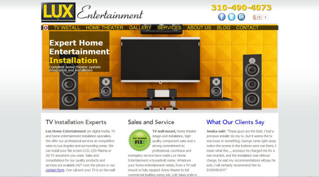lux entertainment flat screen TV and home theater installers